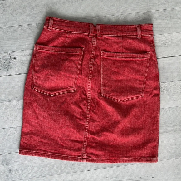 FRAME Faded Red Denim Mini Skirt Size 26 - Picture 5 of 8